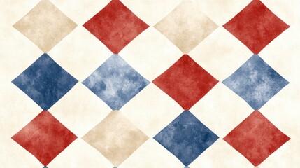 Fototapeta premium Red, Blue, and Beige Diamond Pattern Texture Background