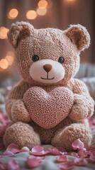 Teddy with heart and petals
