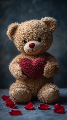 Obraz premium Teddy bear with red heart 