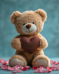 Teddy with heart and petals