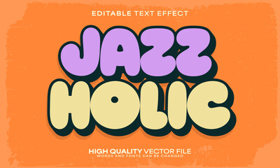 Music text effect, editable text effect and party 3d font style bold shadow retro poster design