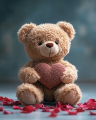 Teddy with heart and petals