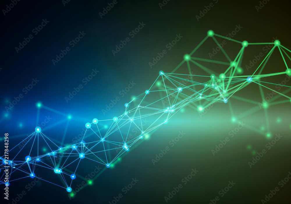 Poster abstract plexus network forming futuristic connections with glowing nodes and lines representing dat