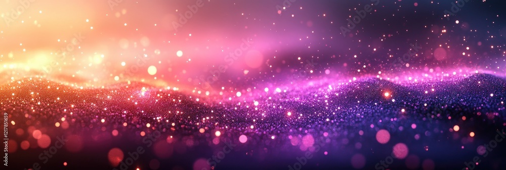 Poster shimmering particles and bokeh lights abstract background