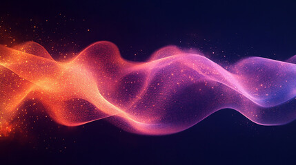 Orange gradient audio waveforms on a dark blue background creating a modern minimalistic design with a bright tone and blurred effect, leaving space for captions to enhance the composition and meaning