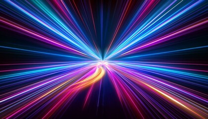 Abstract neon light streaks lines motion background