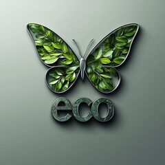 Zielony napis Eco i motyl © Silent26