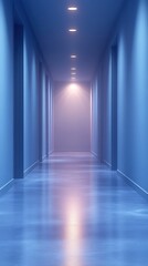 Serene Blue Hallway: A Minimalist Perspective