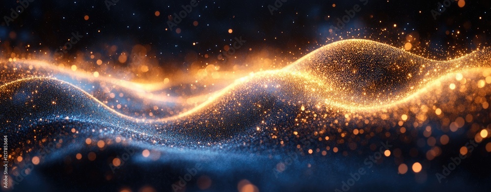 Poster glowing particle wave abstract background