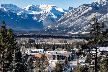Popular travel destination overlooking Canadian Rockies for world travellers..