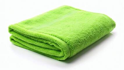 Bright Green Towel on a White Background