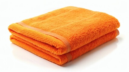 Bright Orange Towel on a White Background