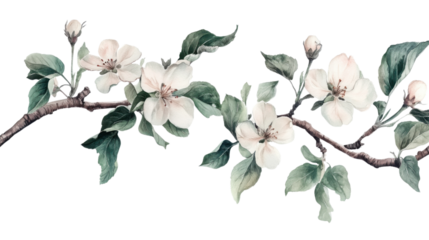 White cherry blossom on transparent background