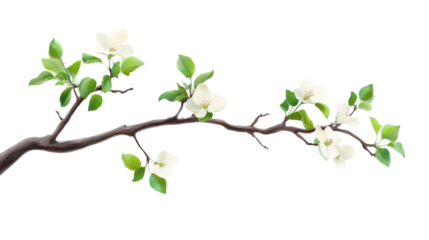White cherry blossom on transparent background