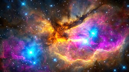 Cosmic Nebula Stars, gas, dust, vibrant colors, space exploration