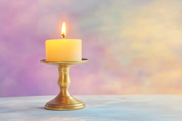 Golden Candle Holder with Soft Warm Light