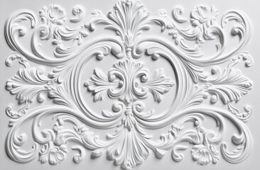 An intricate white floral relief with swirling details, adding sophistication and elegance. Great for design projects, high-end decor concepts, and architectural renderings.


