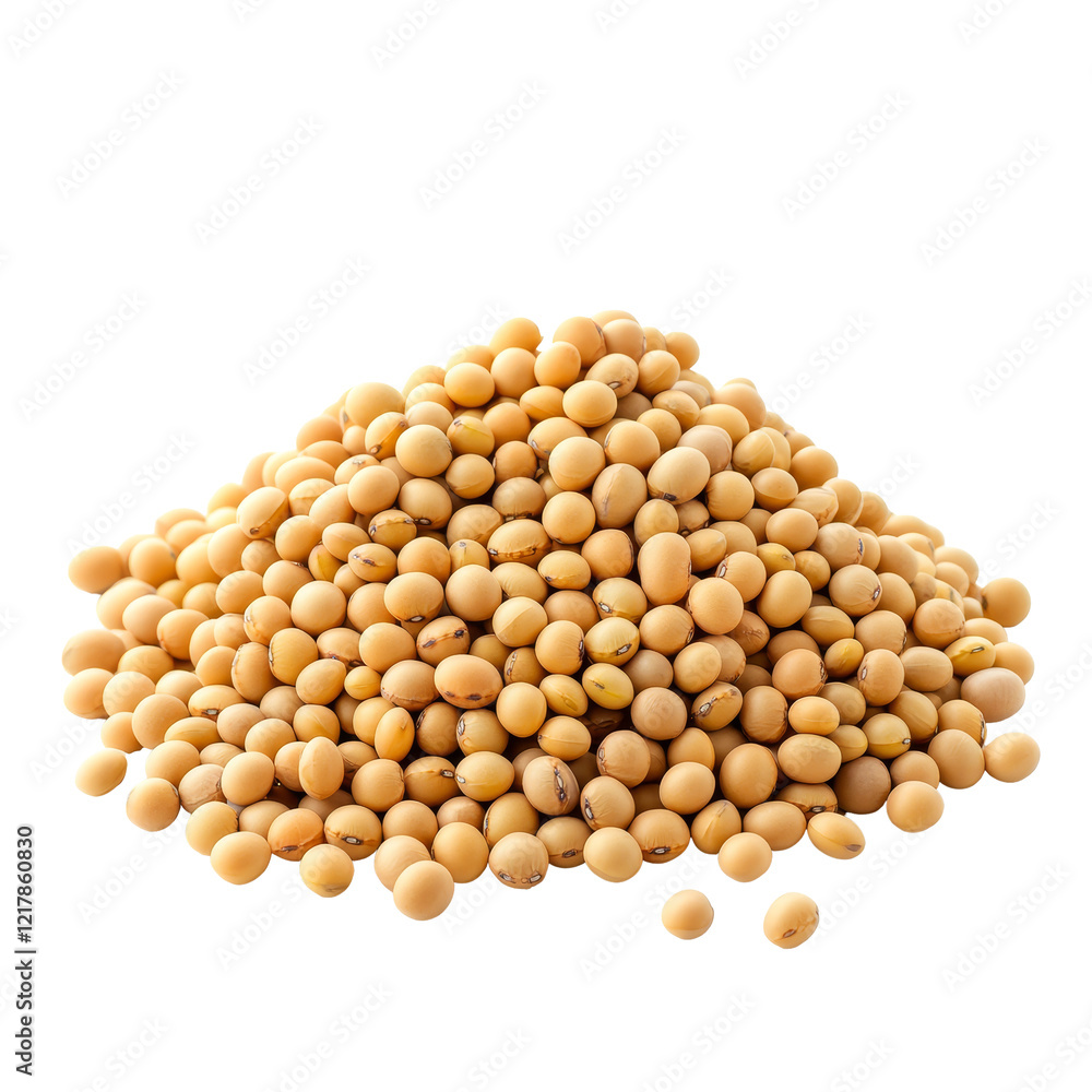 Poster heap of raw soybeans isolated on a clean transparent background for agricultural and culinary use, h