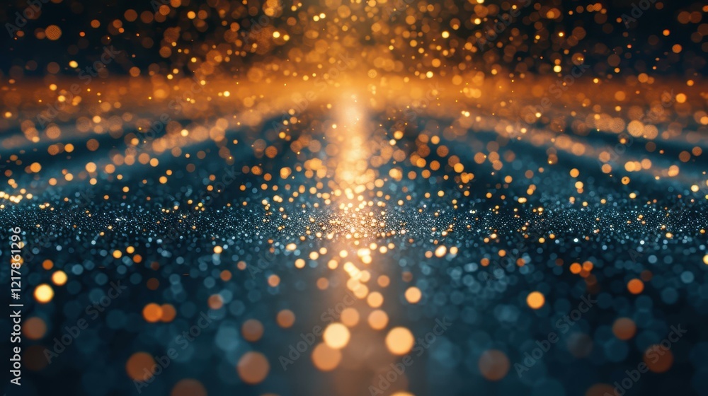Poster discover a mesmerizing abstract background with gold particles dancing like stars on a shimmering fl