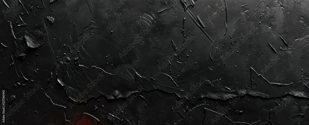 Poster a rugged grunge texture of black concrete featuring deep shadows, perfect for adding depth to any de