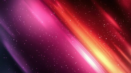 A vibrant cosmic background featuring radiant colors of pink, orange, and purple with swirling star-like particles, creating a warm and dynamic space atmosphere.
