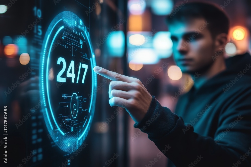 Poster 24-hour service connection is facilitated via the business button for web in network computer