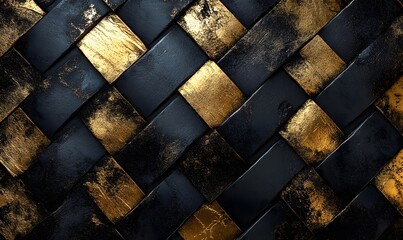 Abstract black and gold herringbone pattern background Modern luxury geometric wallpaper design with golden lines for wall decoration,


