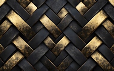 Abstract black and gold herringbone pattern background Modern luxury geometric wallpaper design with golden lines for wall decoration,


