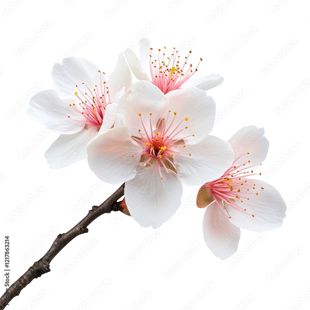 Poster a single sakura flower showcased against a clean transparent background for a serene and minimalisti