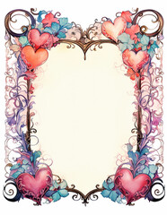 Valentine's Day heart border background for invitations cards posters flyers