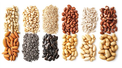 Kozinaki, sunflower seeds, sesame, peanuts, isolated on white background, clipping path, full depth of field