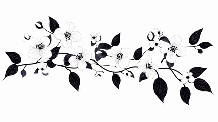 Contemporary Flowers Branch Leaves Dotted Deco Art