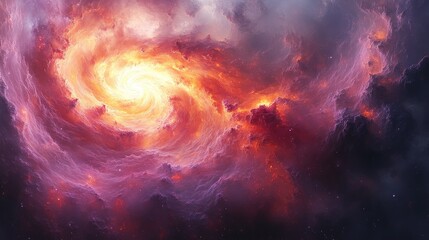 Cosmic Nebula Swirl A Fiery Dance of Stars and Colors