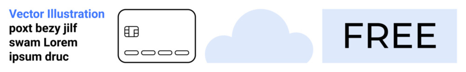 Blue cloud symbol, minimal web interface, FREE text, placeholder text. Ideal for cloud storage advertisements, web service promotions, free tier offerings, tech service landing pages, software