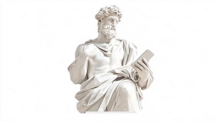 Marble Greek Man Sculpture and Mobile Phone Collage