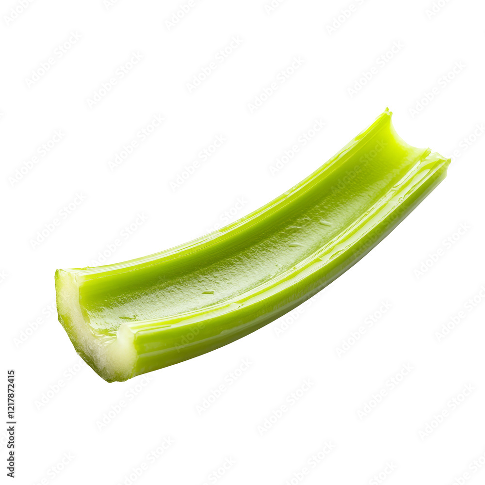 Poster a fresh slice of celery isolated on a clean transparent background showcasing its vibrant green colo