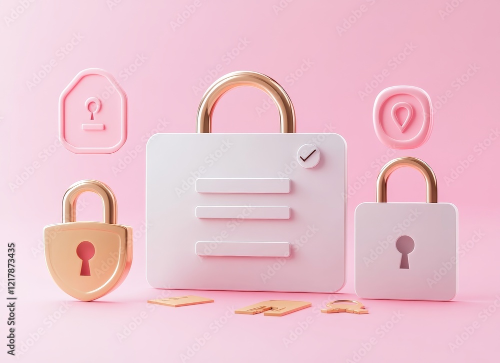 Poster the idea of safeguarding personal data. the background of secure data transmission. modern 3d illust