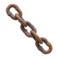 Obraz premium Rusty chain isolated on a transparent background showcasing weathered metal and industrial texture, rusty chain isolated on transparent