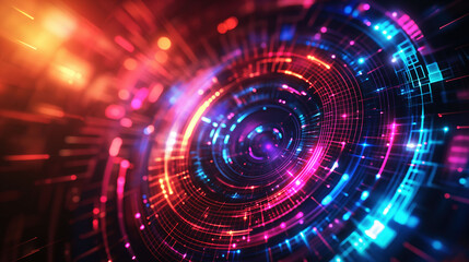 Obraz premium Vibrant textured background with neon swirls and metallic patterns in a futuristic design