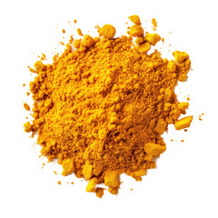 Dry turmeric powder curcuma longa linn isolated on a clean transparent background showcasing its vibrant yellow color, Dry turmeric powder curcuma longa linn isolated on transparent background