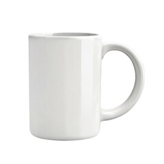 A single, blank white ceramic mug 
