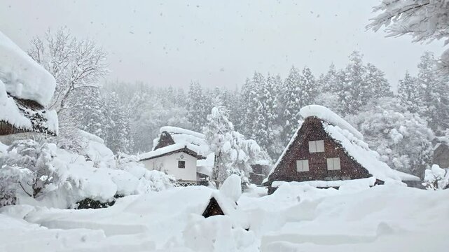 【雪スローモーション】雪降る白川郷【岐阜県】