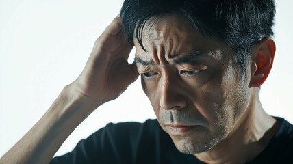 Fototapeta premium 頭を抱える日本人男性