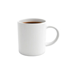 A single, blank white ceramic mug 