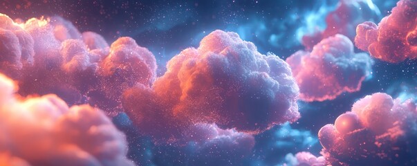 Conceptual holographic display cloud computing symbols, emphasizing secure and efficient data flow and storage solutions