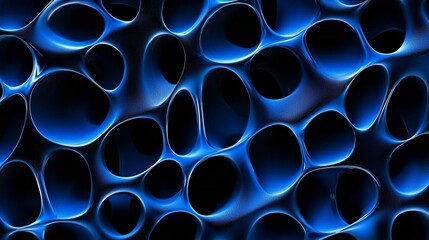 motif répétitif avec alvéoles noires et bleu futuriste et organique