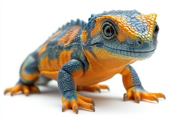 Obraz premium A colorful, stylized lizard with vibrant blue and orange patterns.