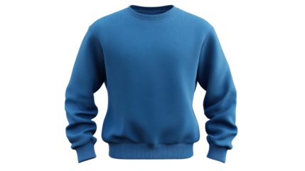 Blue sweater sweatshirt on transparent background