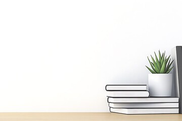 Fototapeta premium Minimalist Home Decor with Books and Plant