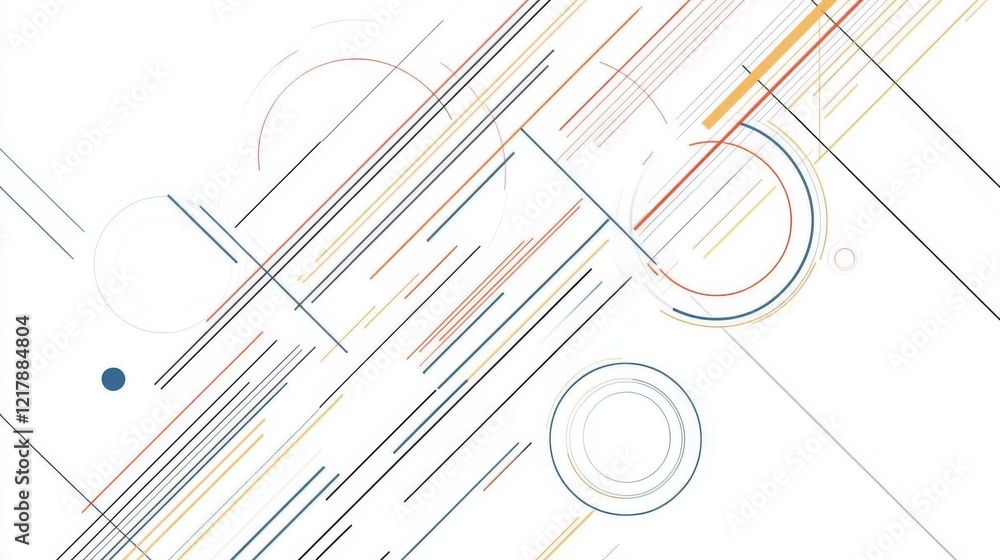 Aufkleber abstract geometric design featuring colorful lines and circles on a white background